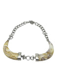 Collar Colmillo Doble Plateado