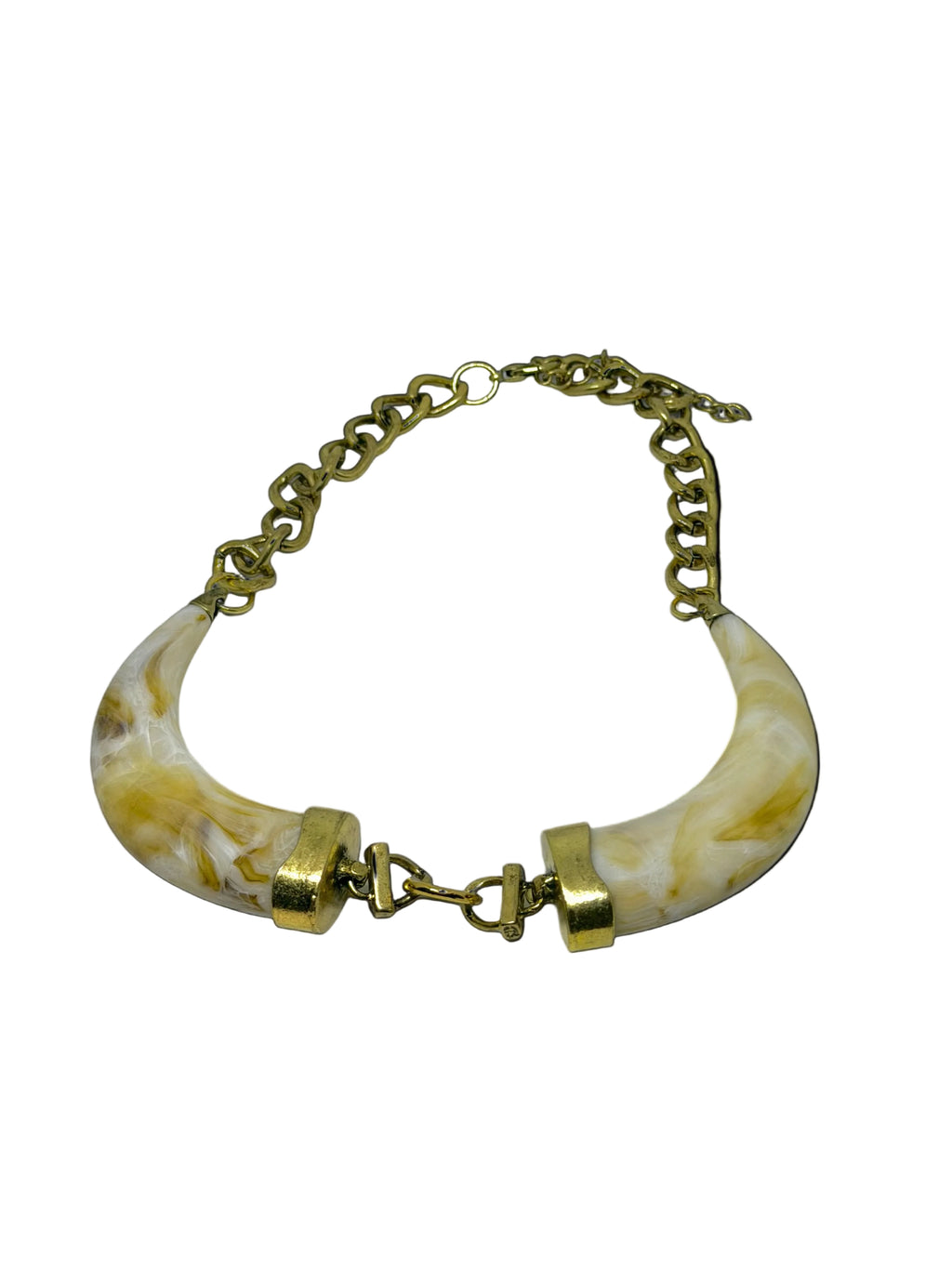 Collar Colmillo Doble Dorado