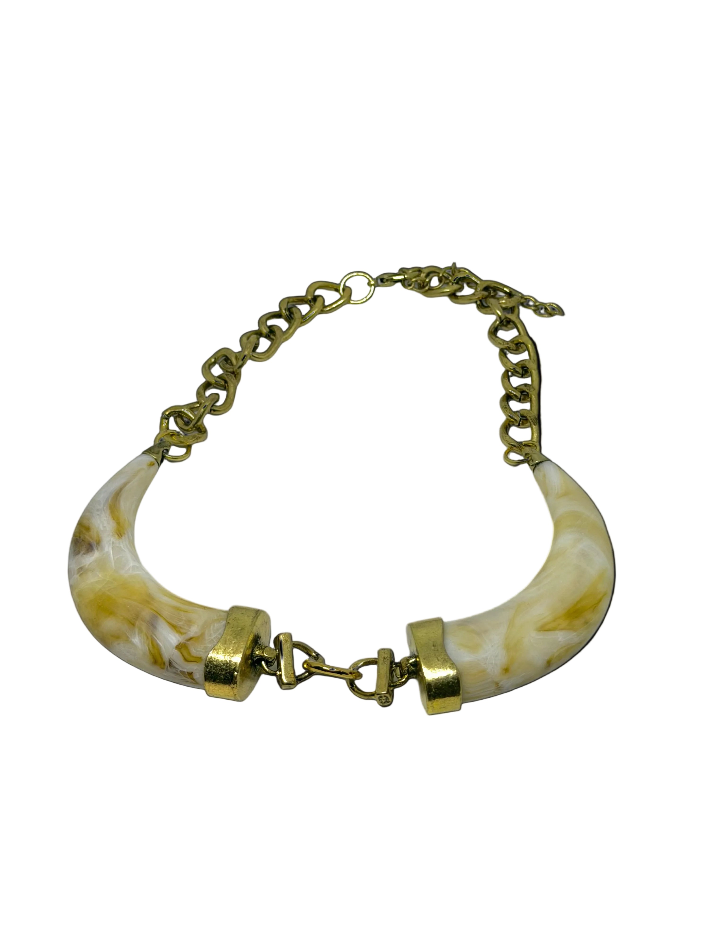 Collar Colmillo Doble Dorado