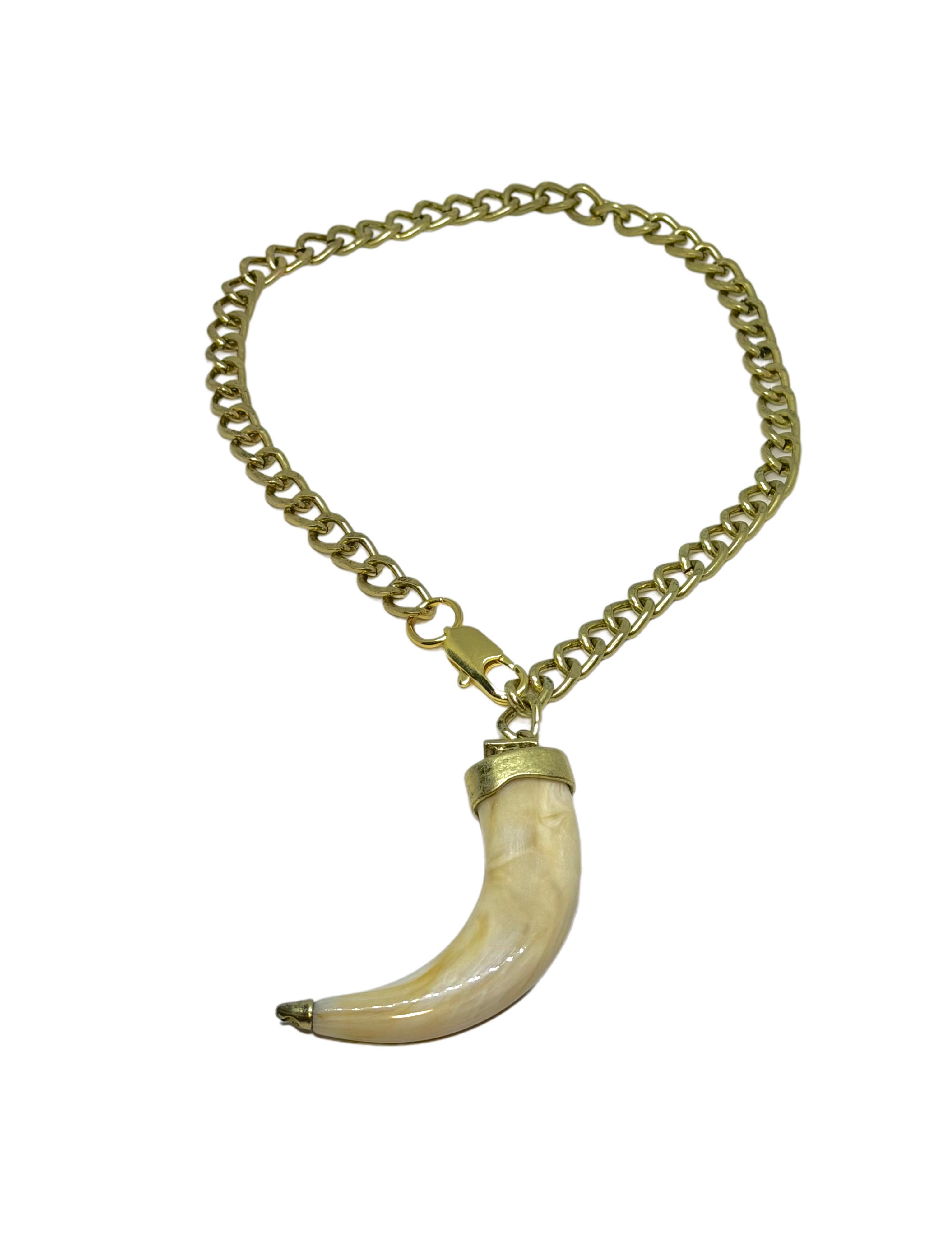 Collar Colmillo Largo Dorado
