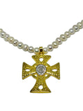 Collar Cruz - Perla de río
