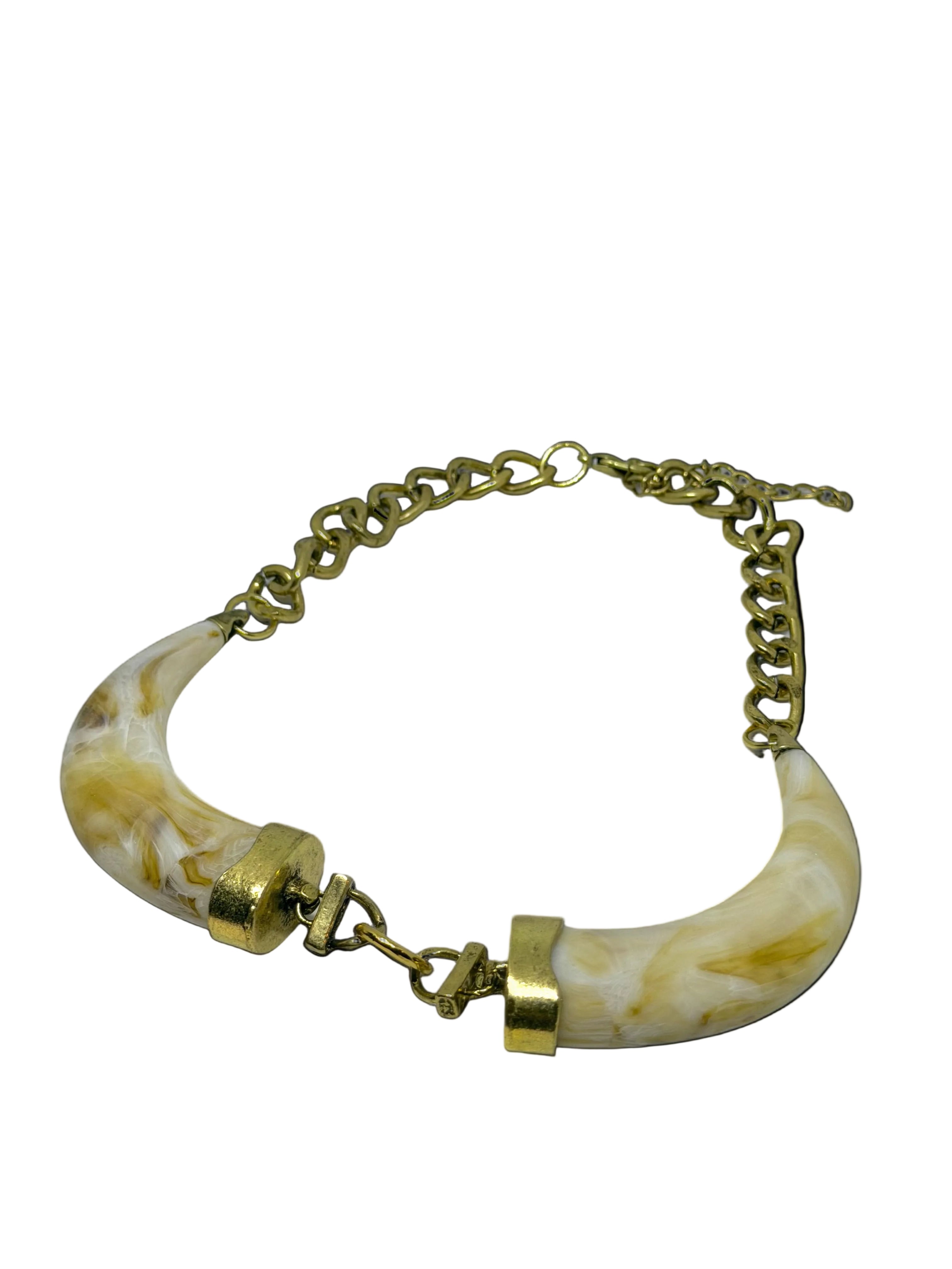 Collar Colmillo Doble Dorado