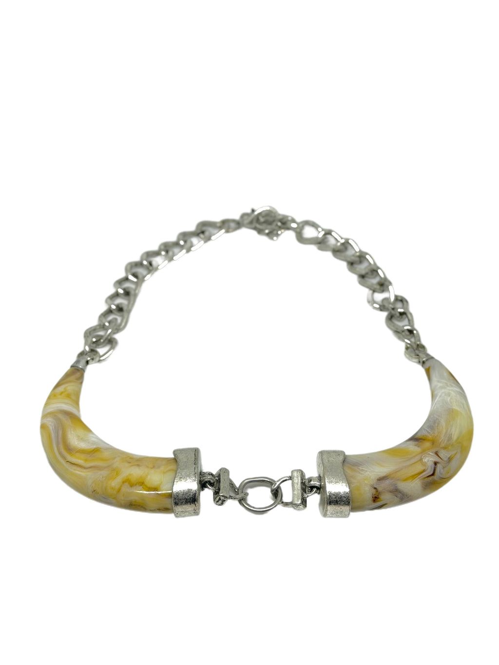 Collar Colmillo Doble Plateado